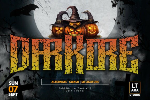Darkore: A Gothic Display Font with Cracked Texture