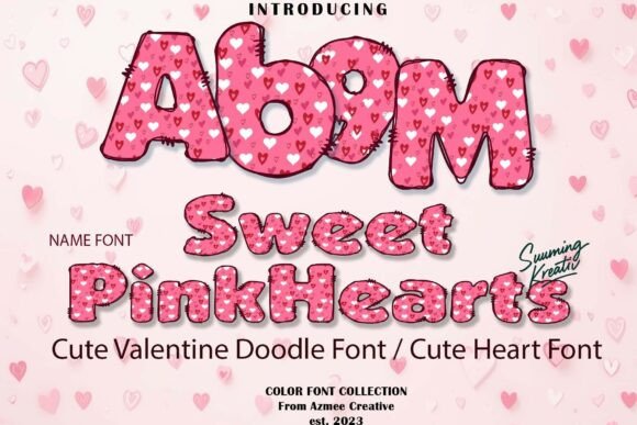 Sweet Pink Hearts: A Playful Doodle Font for Joyful Designs